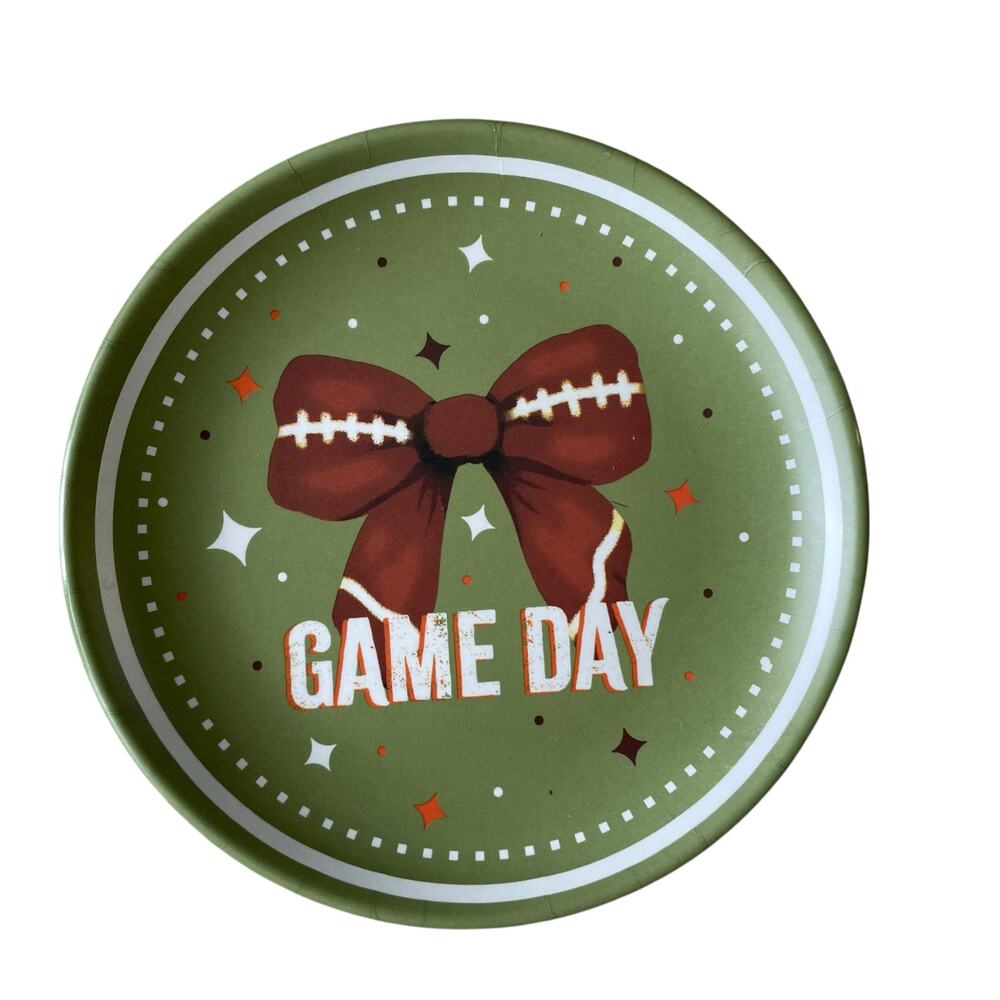 GAME DAY Football Bow Melamine Appetizer Plates 6in Set of 6 New